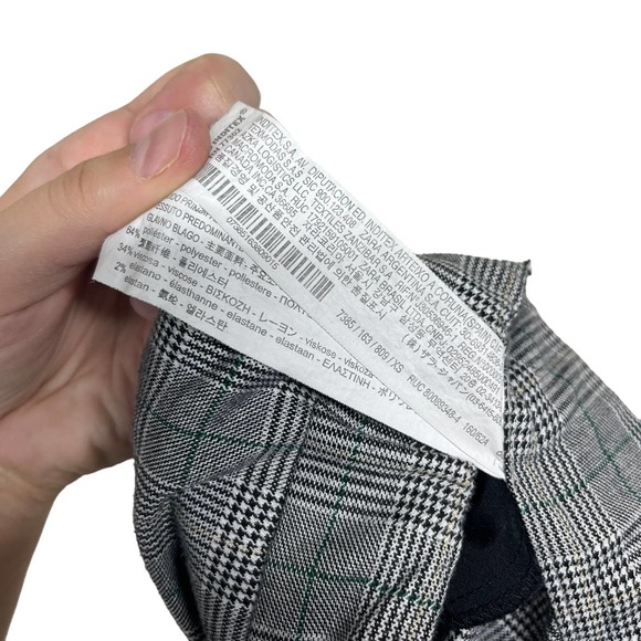 Zara Cigarette Pants Trouser Plaid Side Stripe Gray Green Yellow XS - Picture 10 of 10